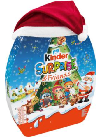 Рождественский адвент-календарь Kinder Surprise и Friends с шоколадными конфетами Kinder 370г