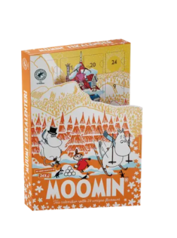 Зимний чайный календарь Муми-троллей Nordqvist Muumi Talviteekalenteri Oranssi 24 пирамидки