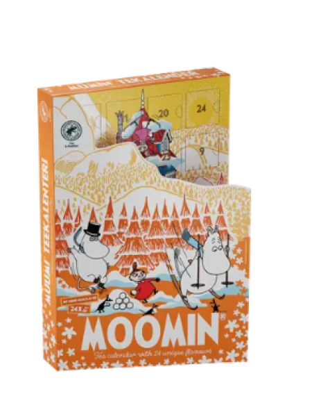 Зимний чайный календарь Муми-троллей Nordqvist Muumi Talviteekalenteri Oranssi 24 пирамидки