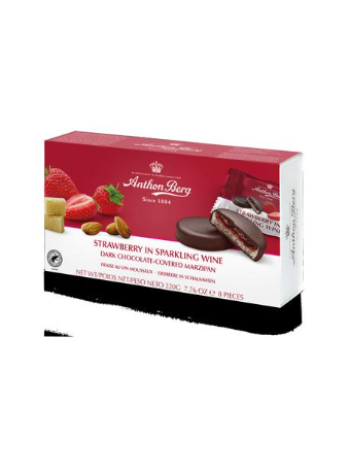 Клубника в игристом вине в шоколаде Anthon Berg  220 г с марципановой начинкой 