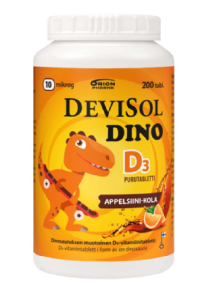 Витамин D для детей DEVISOL DINO APPELSIINI-KOLA 10 MIKROG 200 шт
