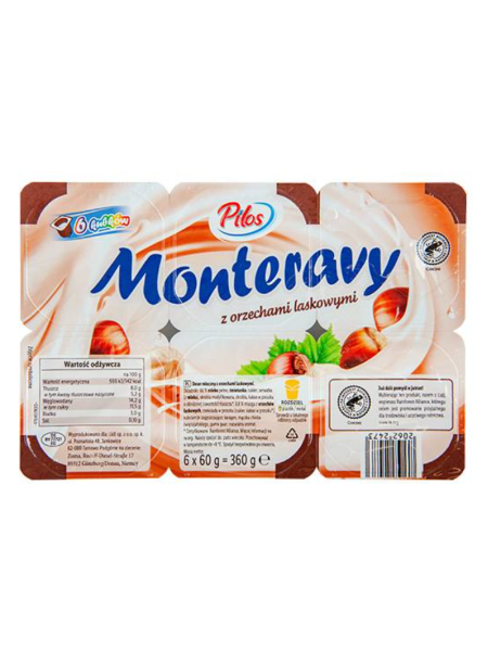 Молочный десерт с фундуком Pilos Monteravy 6 x 60 г