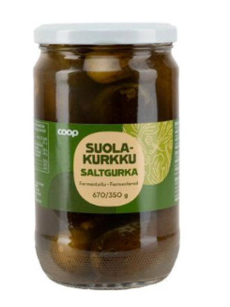 Солёные огурцы Coop suolakurkku 670/350 г 