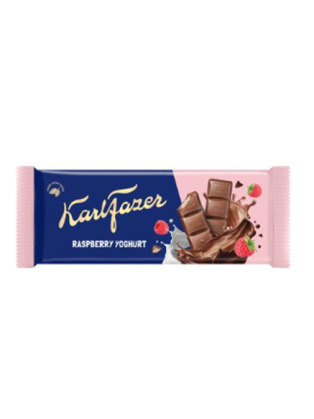 Плиточный шоколад с малиновым йогуртом Karl Fazer vadelmajogurtti levy 100г
