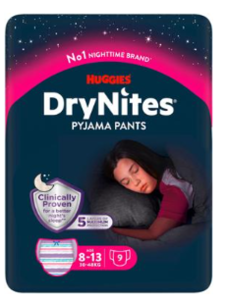 Трусики-подгузники Drynites для девочек 8-15лет 9шт